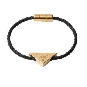 Prada Braided Nappa Leather Bracelet in Nero